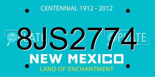 8JS2774 New Mexico License Plate