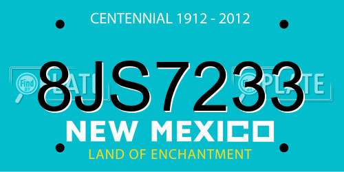 8JS7233 New Mexico License Plate