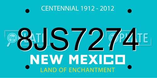 8JS7274 New Mexico License Plate