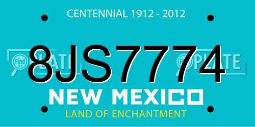 8JS7774 New Mexico License Plate