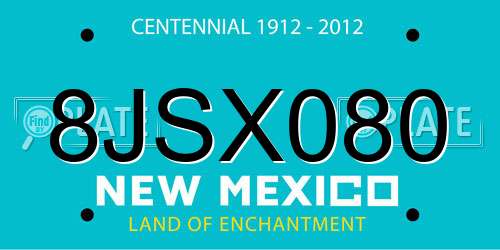 8JSX080 New Mexico License Plate