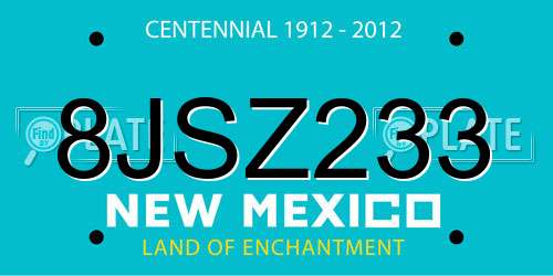 8JSZ233 New Mexico License Plate