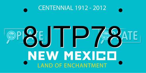 8JTP78 New Mexico License Plate