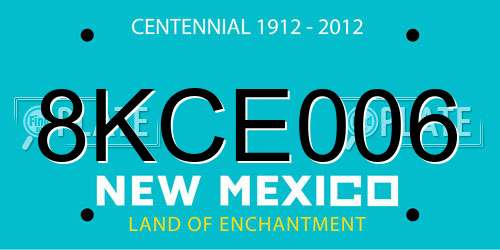 8KCE006 New Mexico License Plate