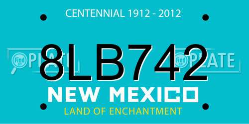8LB742 New Mexico License Plate