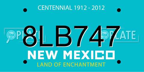 8LB747 New Mexico License Plate