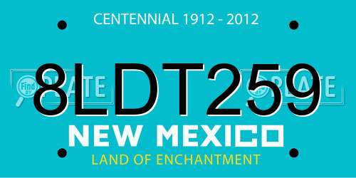 8LDT259 New Mexico License Plate