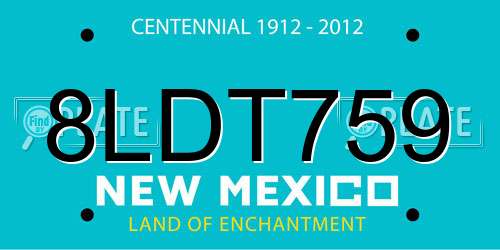 8LDT759 New Mexico License Plate
