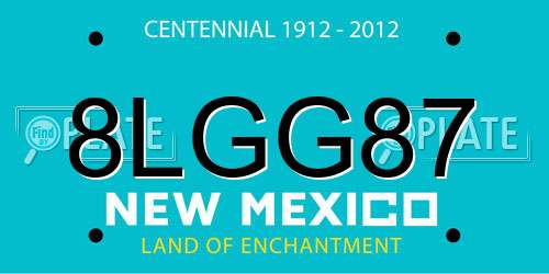 8LGG87 New Mexico License Plate