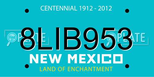 8LIB953 New Mexico License Plate