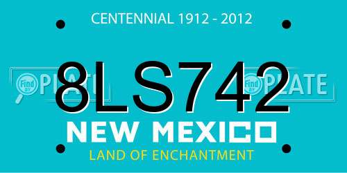8LS742 New Mexico License Plate