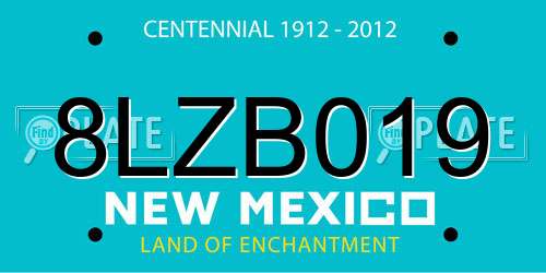 8LZB019 New Mexico License Plate