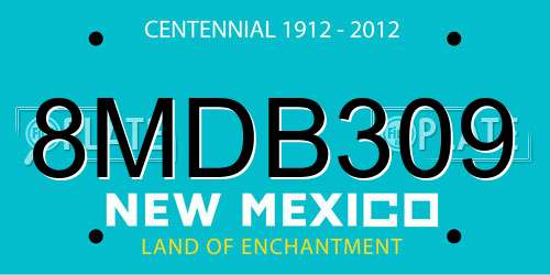 8MDB309 New Mexico License Plate
