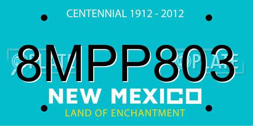 8MPP803 New Mexico License Plate