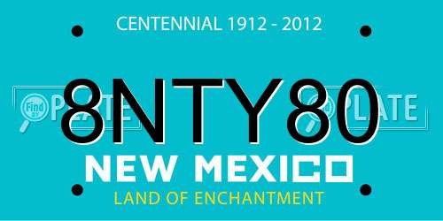 8NTY80 New Mexico License Plate