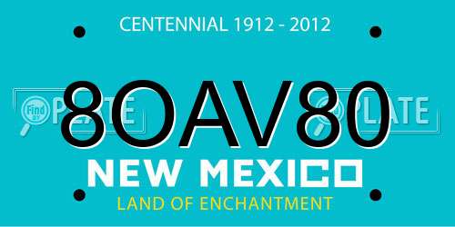 8OAV80 New Mexico License Plate