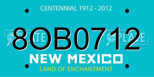 8OB0712 New Mexico License Plate