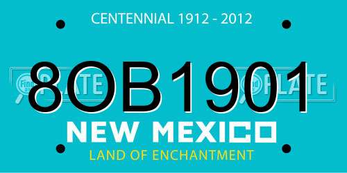 8OB1901 New Mexico License Plate