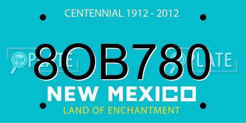 8OB780 New Mexico License Plate