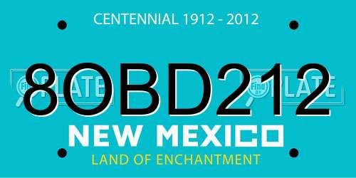 8OBD212 New Mexico License Plate