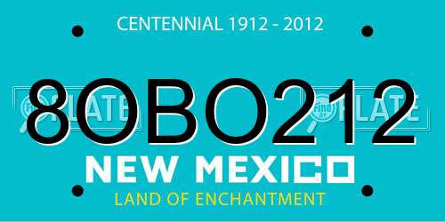 8OBO212 New Mexico License Plate