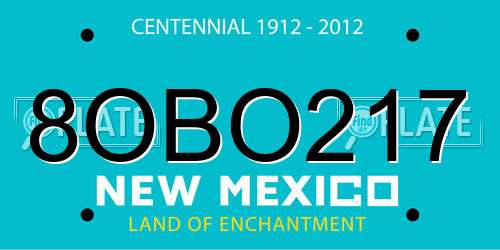 8OBO217 New Mexico License Plate