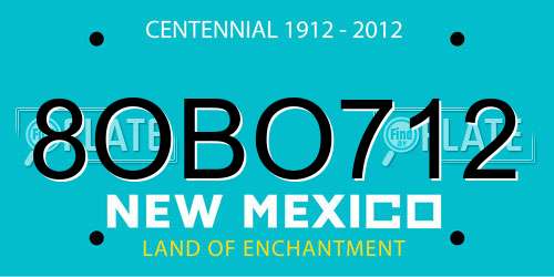 8OBO712 New Mexico License Plate