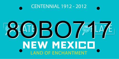 8OBO717 New Mexico License Plate