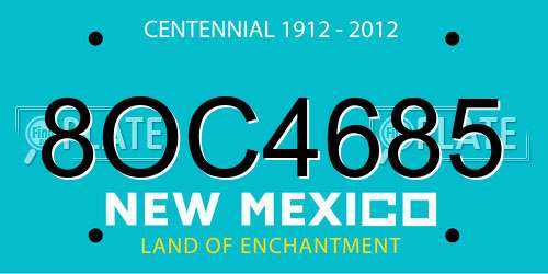 8OC4685 New Mexico License Plate