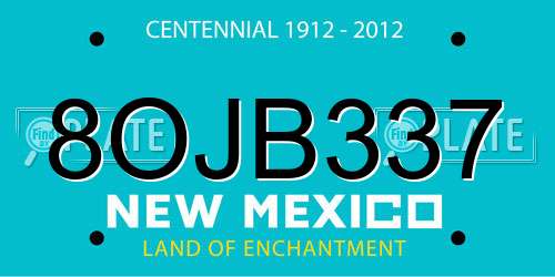 8OJB337 New Mexico License Plate