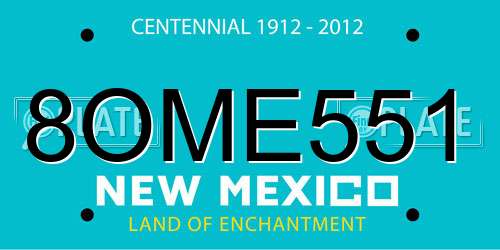 8OME551 New Mexico License Plate