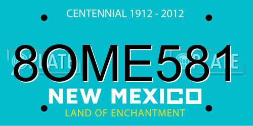 8OME581 New Mexico License Plate