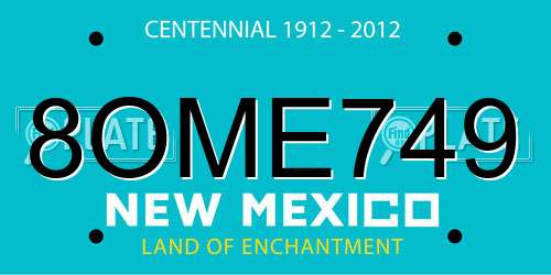8OME749 New Mexico License Plate