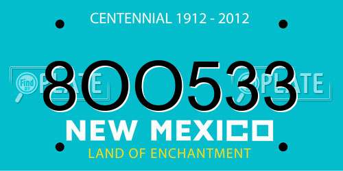 8OO533 New Mexico License Plate