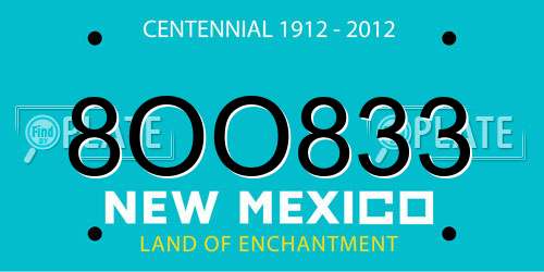 8OO833 New Mexico License Plate