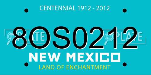 8OS0212 New Mexico License Plate