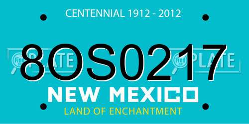 8OS0217 New Mexico License Plate