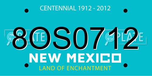 8OS0712 New Mexico License Plate