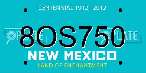 8OS750 New Mexico License Plate