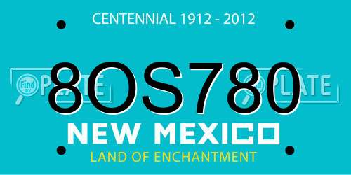 8OS780 New Mexico License Plate