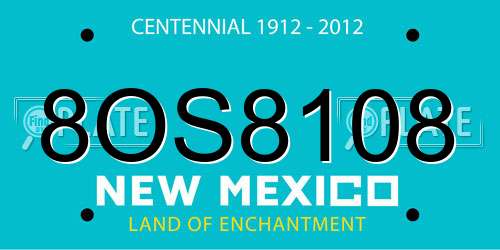 8OS8108 New Mexico License Plate