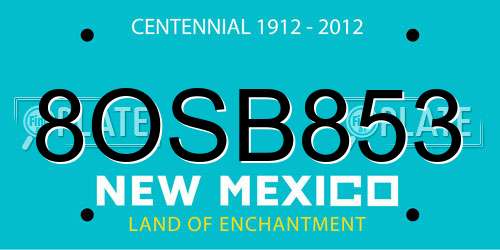 8OSB853 New Mexico License Plate