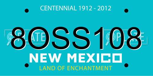 8OSS108 New Mexico License Plate