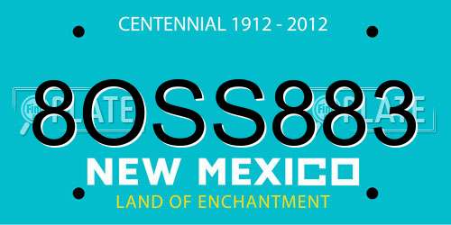 8OSS883 New Mexico License Plate