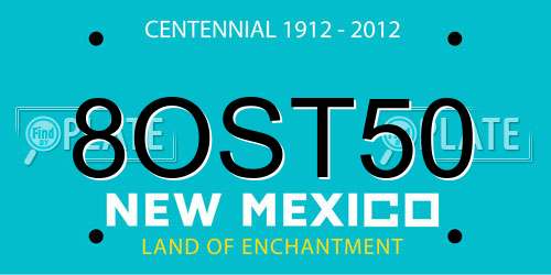 8OST50 New Mexico License Plate