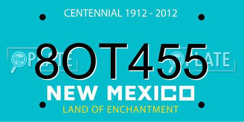 8OT455 New Mexico License Plate