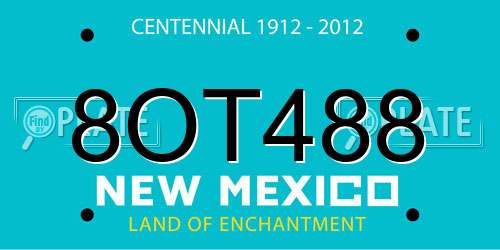 8OT488 New Mexico License Plate