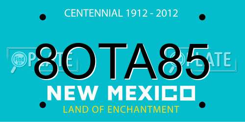 8OTA85 New Mexico License Plate