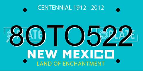 8OTO522 New Mexico License Plate
