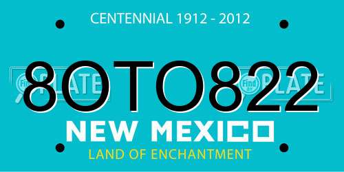 8OTO822 New Mexico License Plate